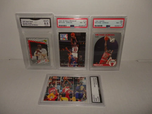 (4) Michael Jordan Graded Cards *1990 Hoops PSA 8, 93' Skybox, 1993 Hoops
