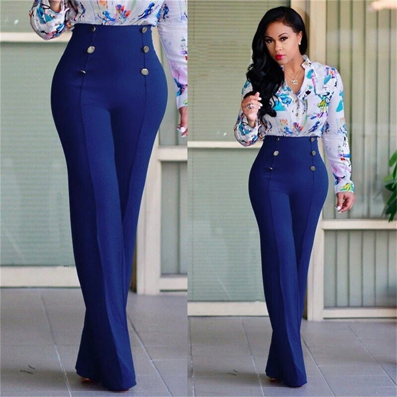 Pantalón Pantalones Largos Para Mujer Cintura Alta Elegantes