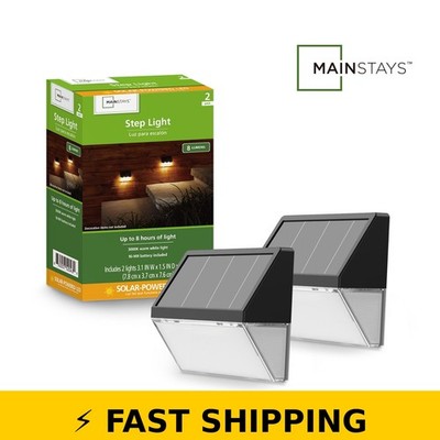 Mainstays Solar LED Step & Deck Light, 2 Pack