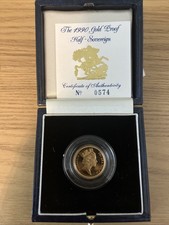 1990 Half Sovereign Gold Proof Box with COA Royal Mint 22ct Gold