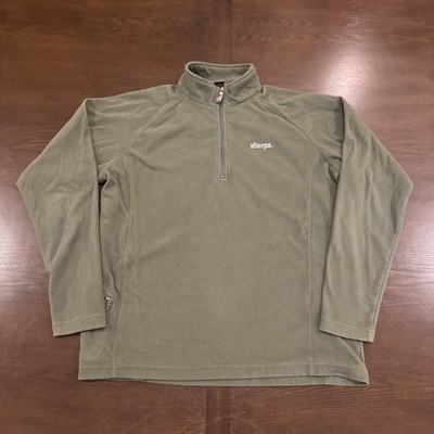 Sherpa 1/4 Zip Fleece Sweater Women s Medium Green Outdoor Hiking Layer