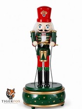 Christmas Animated Musical Drummer Nutcracker Wooden Traditional Windup New 31cm