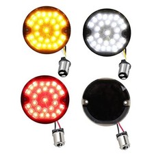 1157 Front 1156 Rear LED Turn Signals, 3 1/4 Inch Flat Motorcycle Brake Smoked