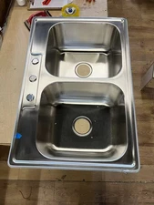 33x22 Drop In Topmount Double Bowl Kitchen Sink 18 Gauge Stainless Steel Sink