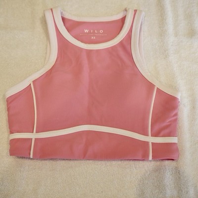 WILO Pink Ribbed Crop Top Women s XS Sleeveless Athletic Y2K Active Ware