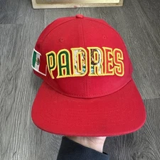 San Diego Padres Pro Standard Red SnapBack Hat Mexico Flag Side Patch Spell Out