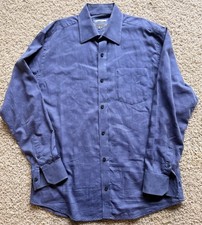 Men  s Johnston Murphy Blue Button Down Shirt Size M