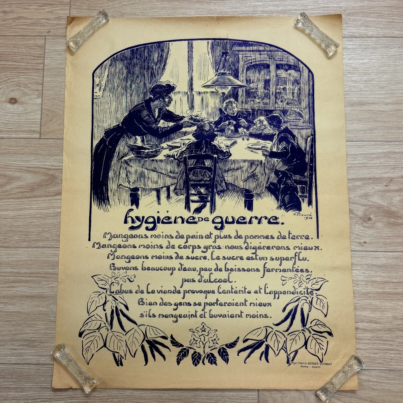Affiche Victor Prouvé Hygiène de guerre 1918 WW1 Berger Levrault