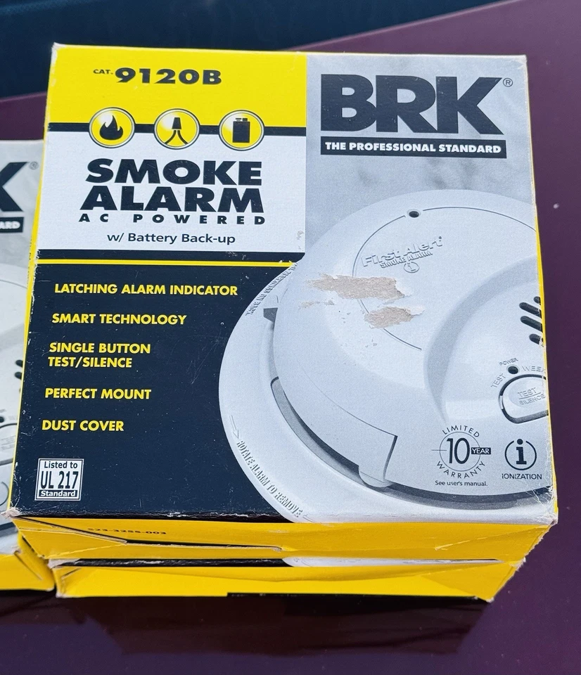 Lote de 3 detectores de humo BRK 9120B cableados de CA con batería de respaldo - caja abierta Foto 4 de 4
