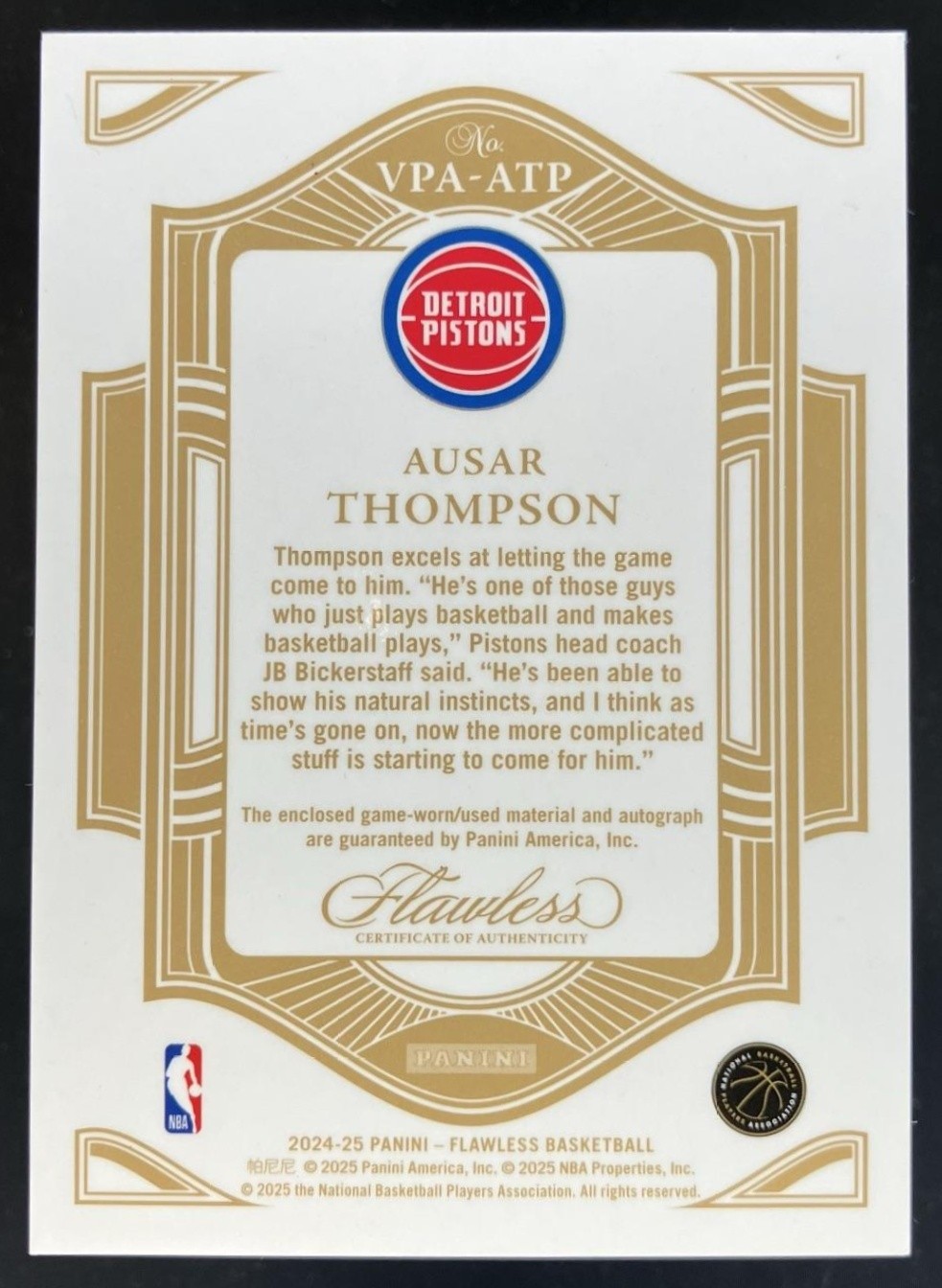 2024 Flawless Ausar Thompson Patch Auto Ruby /15 MEM view 2