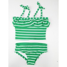 Hanna Andersson Green  White Striped Swimsuit Girls 4
