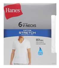 Hanes Men S Cotton Cooling Moisture Wicking Tagless V-Neck Undershirt Tee 6 Pack
