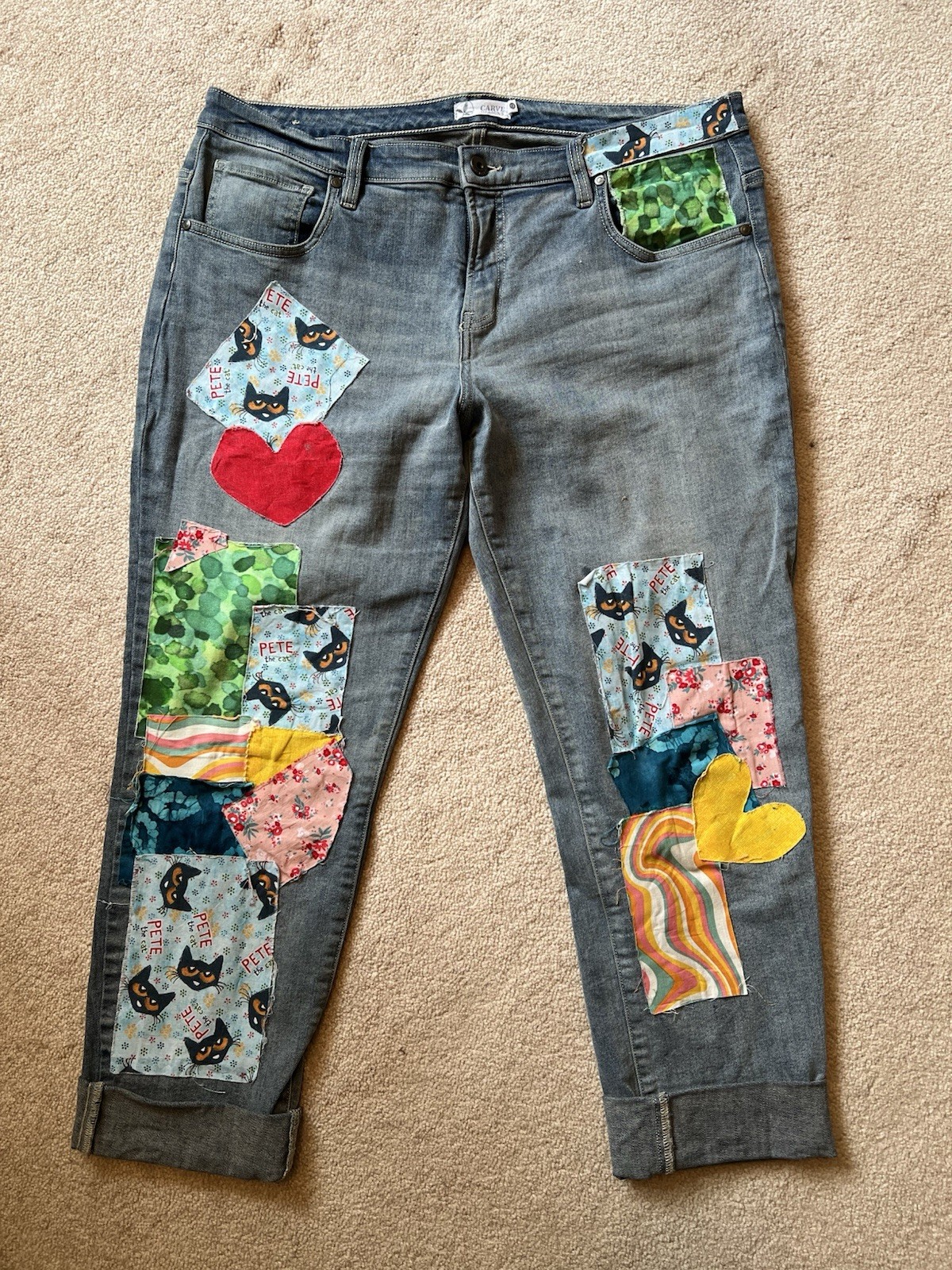 JEANS - Carve Designs - Patchwork - Medium Denim Blue - Sz 12