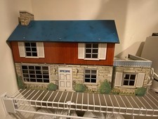 Rare Vintage Marx 2 Story Litho Tin Dollhouse 1950 With Original Furniture