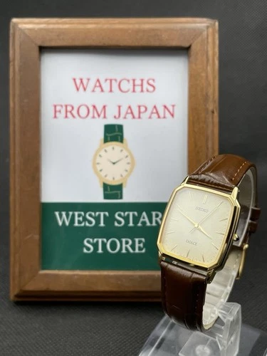 [Near Mint] Vintage SEIKO Dolce 8J41-5000 Gold Quartz Gold Men Watch JAPAN
