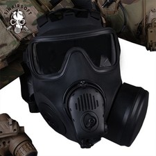 Tactical Gas Full face Mask Twin Port Respirator Airsoft SIMULATION With FAN