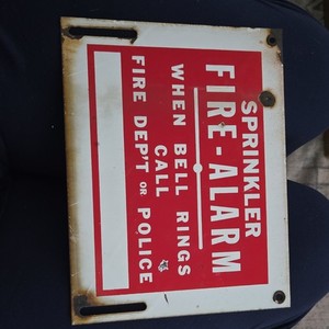 Porcelain Enameled "Sprinkler Fire-Alarm" Sign