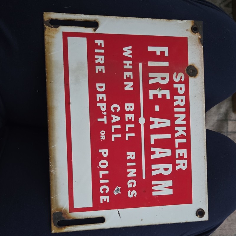 Porcelain Enameled "Sprinkler Fire-Alarm" Sign
