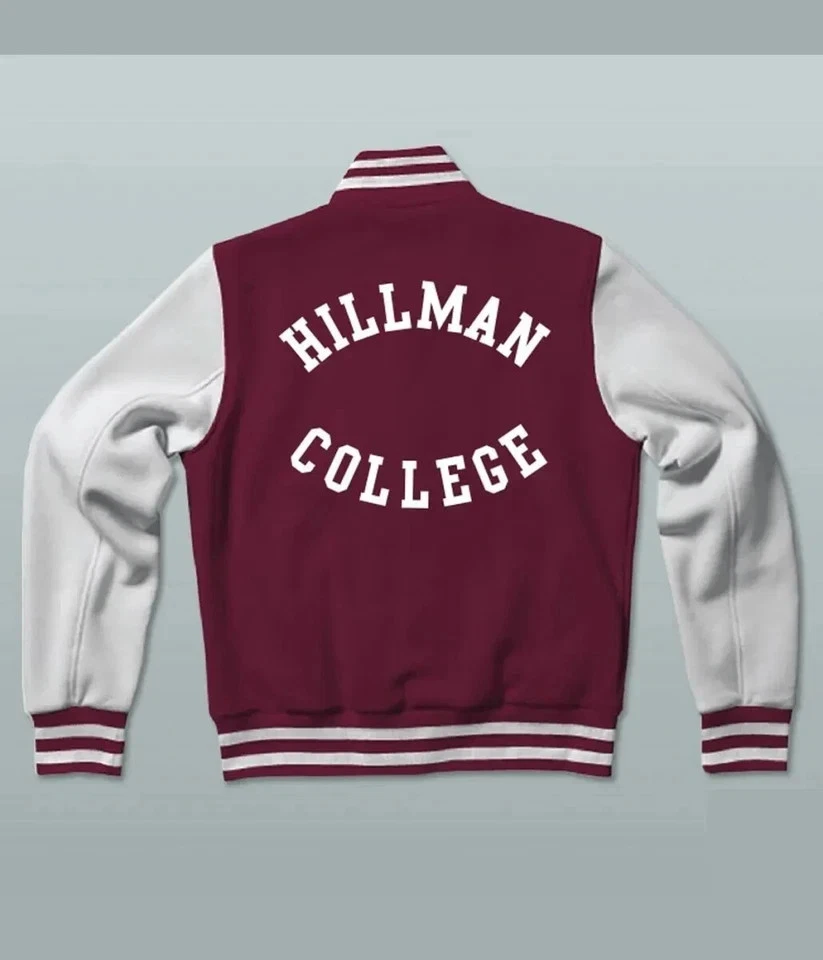 Men's Hillman Letterman Baseball Jacket Maroon White College Style