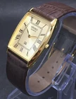 Vintage Seiko Slim Tank Quartz Men Golden Dial Dress Watch-Free DDP Shipping