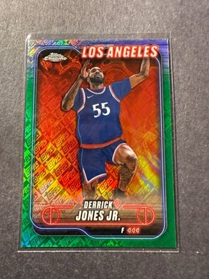 2024-25 Topps Chrome Derrick Jones Jr. Green Logo Refractor Los Angeles Clippers