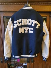 SCHOTT NYC COLLEGE VARSITY JACKE blau Lederärmel (LC8705) Gr. L wie neu