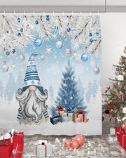 Christmas Gnome Shower Curtains for Bathroom, Christmas Tree Shower Curtain S...