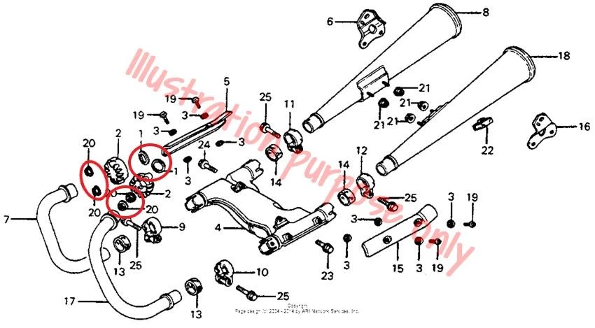 Juego de reparación de juntas de colector de escape Honda CB400A/T, CB450SC/T, CM400/450 A/C/E/T Foto 2 de 2
