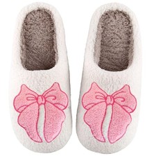 Heart Slippers 7.5-8.5 Women/6.5-7.5 Men Valentines Bow Slippers Pink