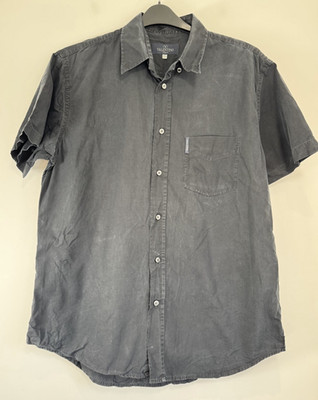 Valentino Hemd Herren 2XL Schwarz Aufgesetzte Tasche Kurzarm Kragen Button Down