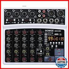 BOMGE 6 Channel Audio Sound Mixer Digital DJ Console Bluetooth USB 48V