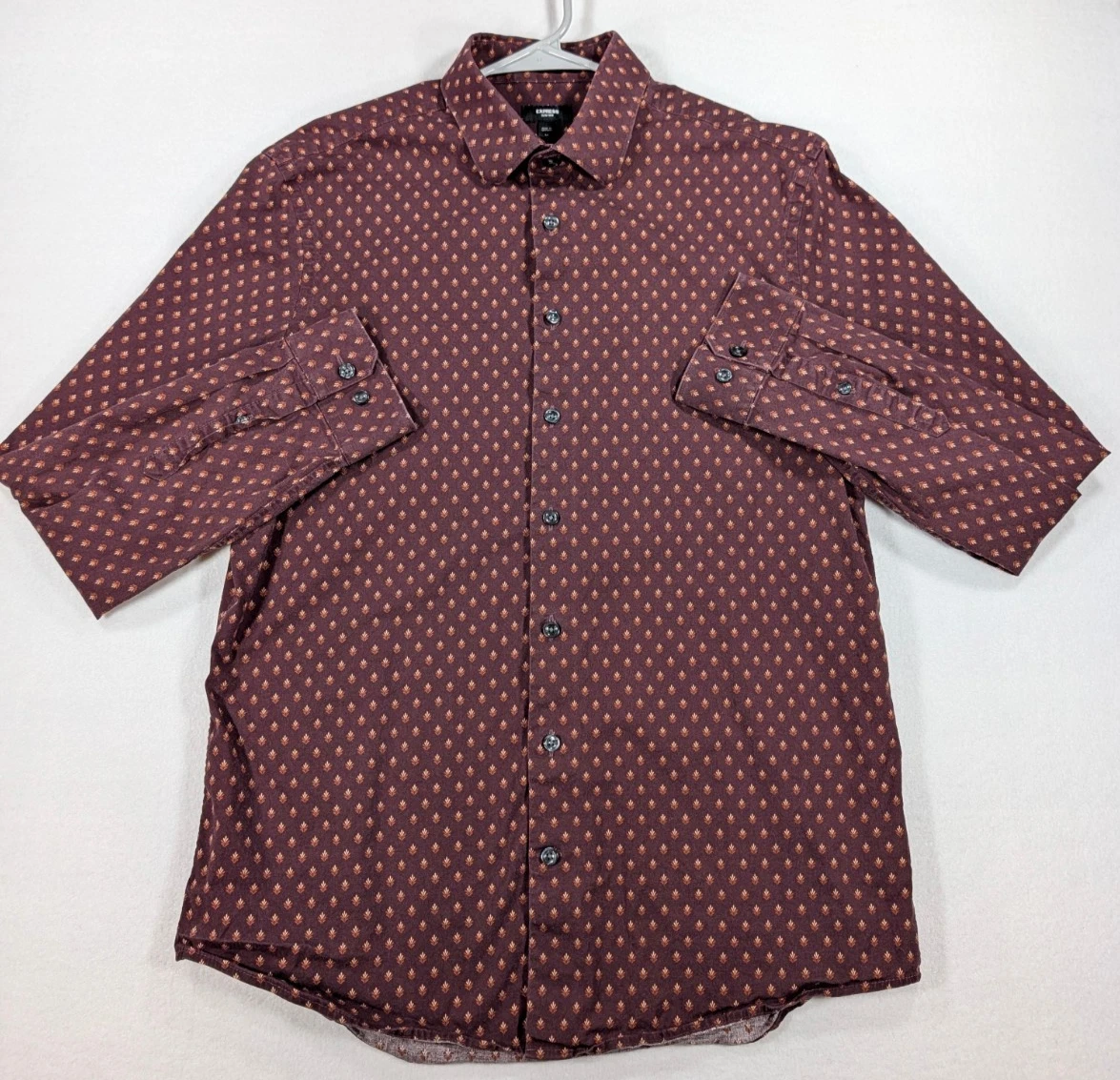 express burgundy dress shirt EXPRESS 1MX medium Slim MEN'S DRESS SHIRT button up burgundy