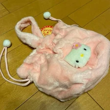 Hello Kitty Fleece Dross-String Bag Pink 1997 Unused Retro