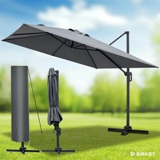 BRAST Ampelschirm rechteckig 3x3m Grau 2.Wahl