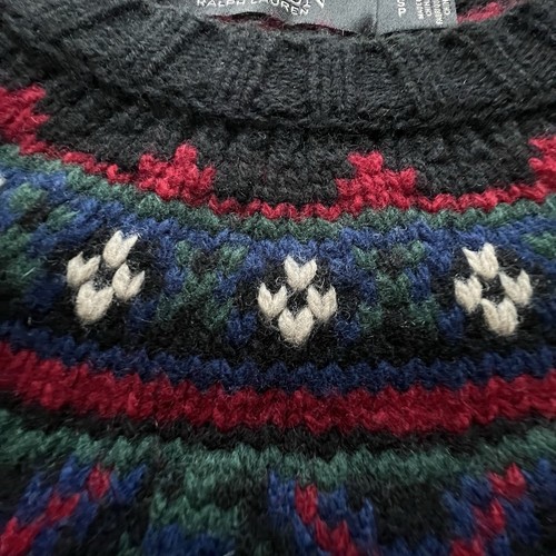 LAUREN Ralph Lauren Fair Isle Wool Blend Sweater Womens Small Black Crewneck - Bild 14 von 22