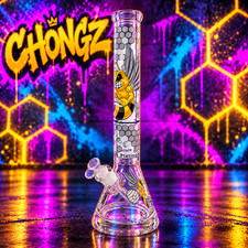 Platinum Glass Jim 42cm 7mm Ice Beaker Bong Bee Honeycomb Smoking Water Pipe