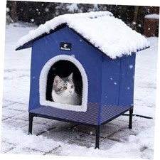 Heated Cat Houses for Outdoor Cats in Winter, Heated cat House Small Dark Blue