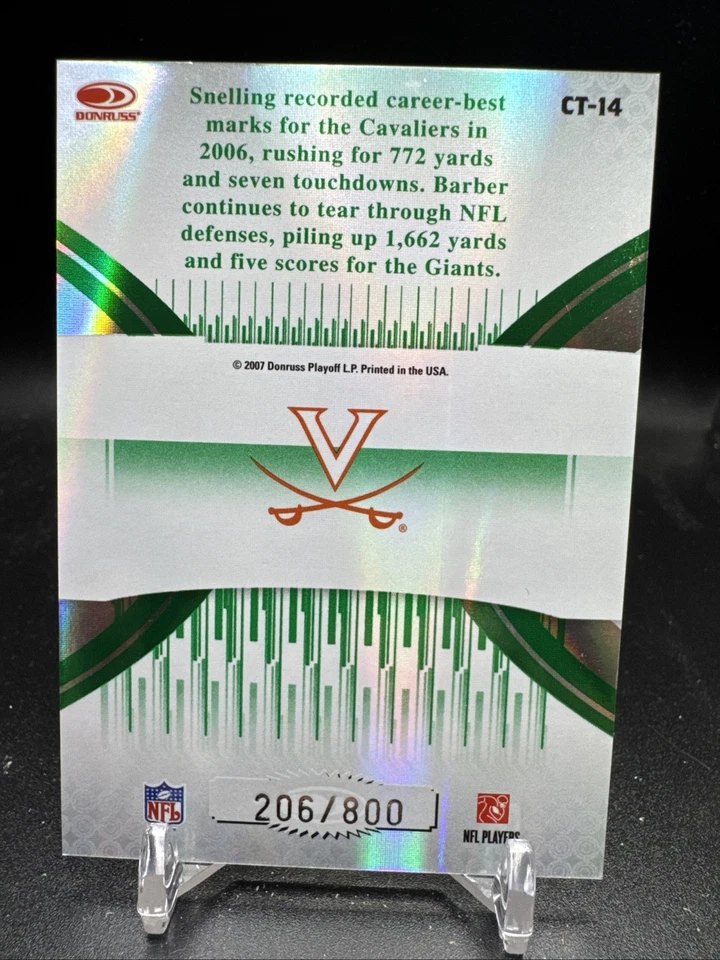 2007 Donruss Elite College Ties Green #14 Barber Snelling /800 - Image 2 of 2