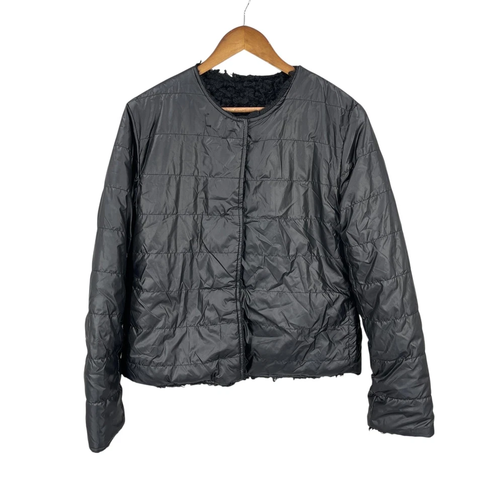 Chaqueta reversible Via Spiga para mujer talla L Old Money negra imitación piel de oveja acolchada Foto 2 de 4