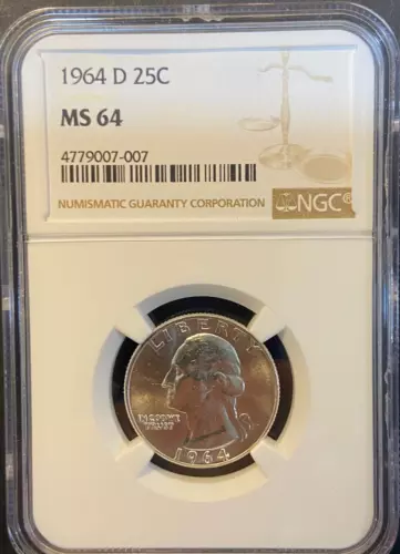 1964-D Washington Quarter Silver 25C MS 64 NGC