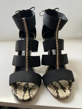 Jimmy Choo Black/Animal Print Elastic Strap Sandals 39.5