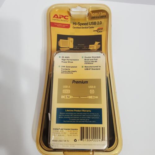 APC Hi-Speed USB 2.0 USB A to USB B Gold Plated 10 ft Printer Scanner NOS - Picture 2 of 6