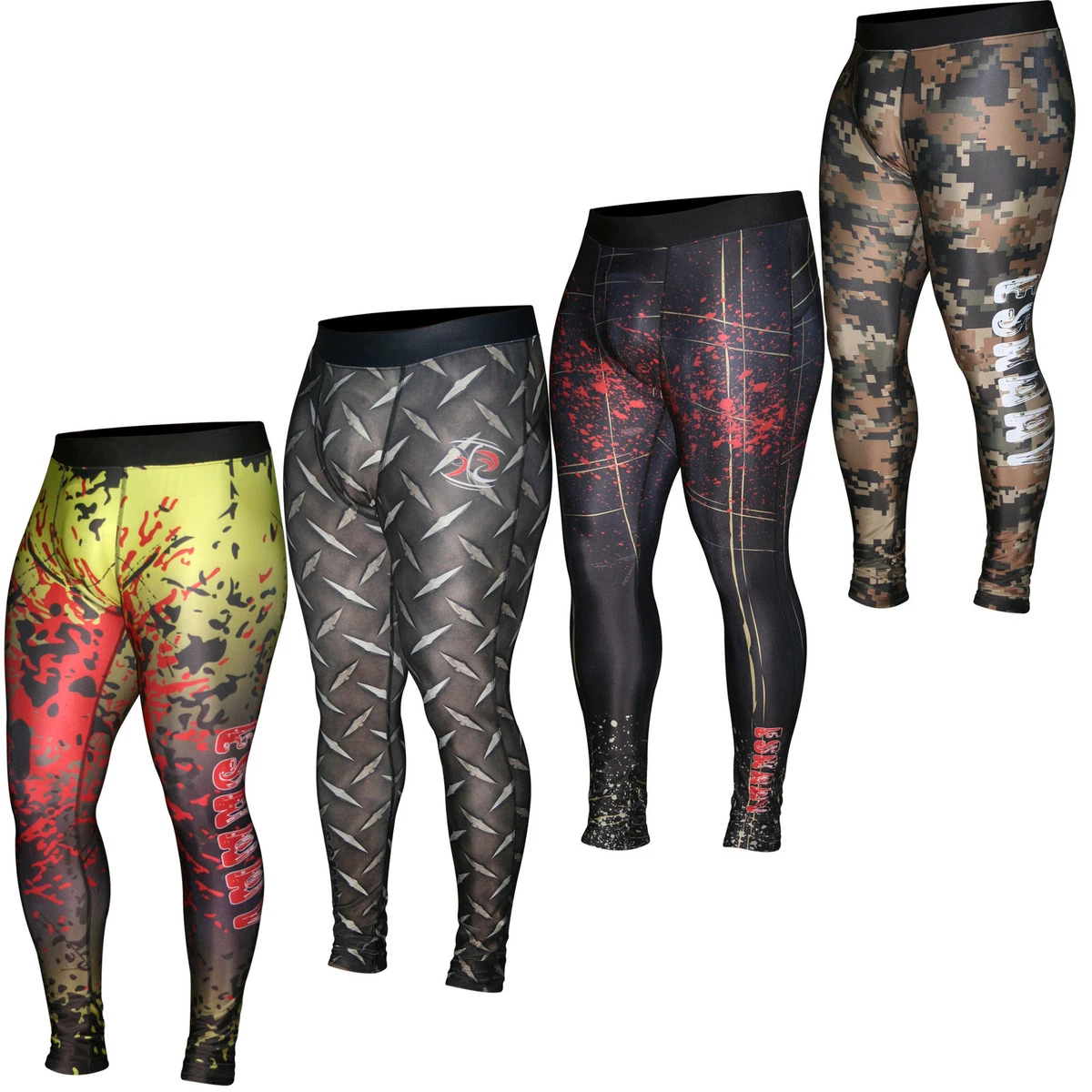 Men Sublimated Thermal Compression Pants Running Gym Stretchable