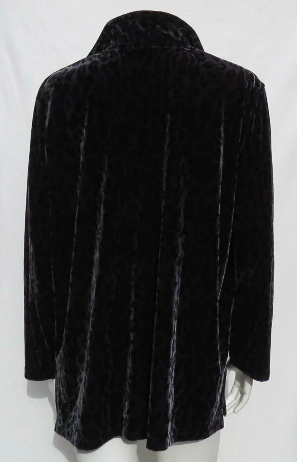 LO ÚLTIMO ALGODÓN por MARC WARE Gris Estampado Animal Elastizado Terciopelo Camisa Túnica Top EE. UU. L Foto 2 de 4