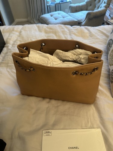 Chanel Large Beige Caviar Woven Chain Tote - Picture 6 of 16