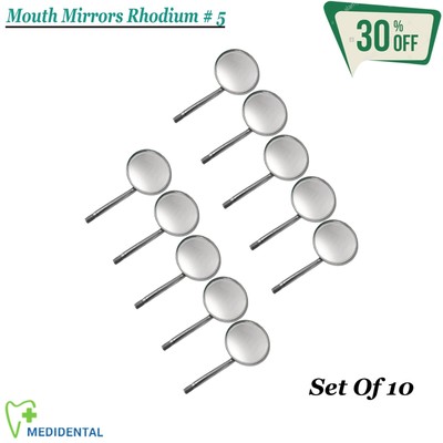 Set Of 10 Diagnostik Instrumente Mundspiegel Rhodium no.5 Teeth Examination Tool