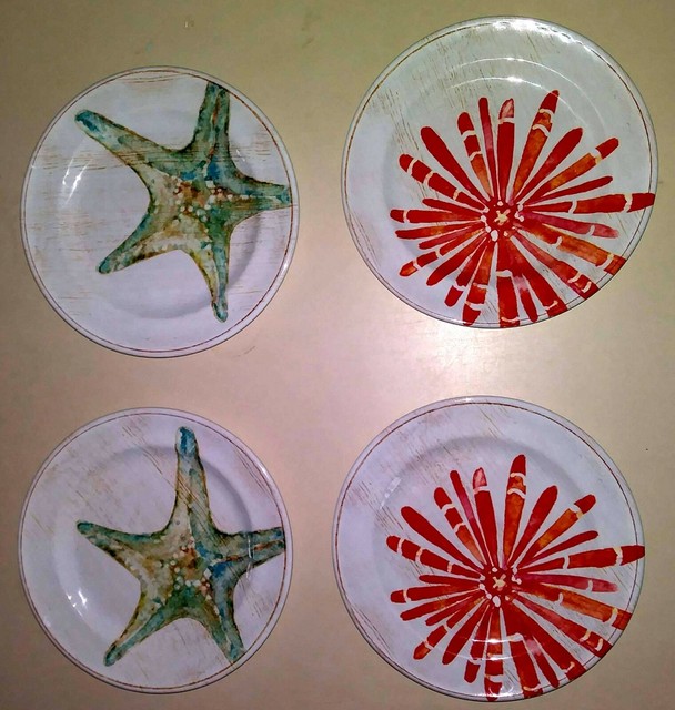 Coral and Starfish Melamine Appetizer Plates Set of 4 plates eBay