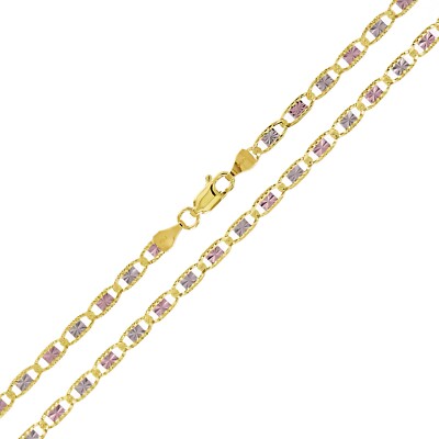 Italian 14k Tri-Color Gold Diamond Cut Valentino Chain Necklace 18