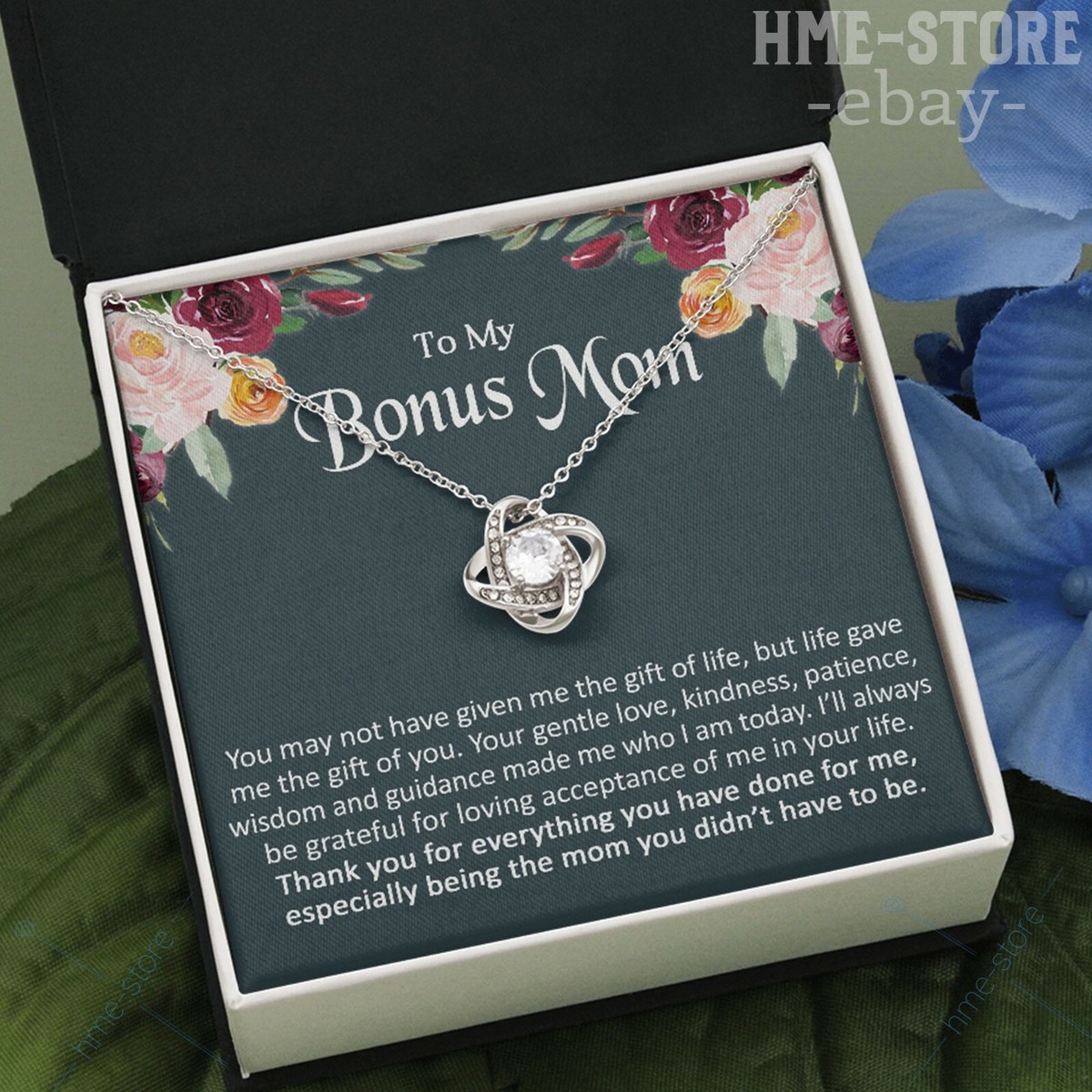 To My Bonus Mom Necklace Love Knot Pendant Step Mom Jewelry Thank