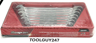 SNAP ON OXR707A 7Pc SAE Flank Drive  Ratcheting Combination Wrench Set 3/8-3/4 +